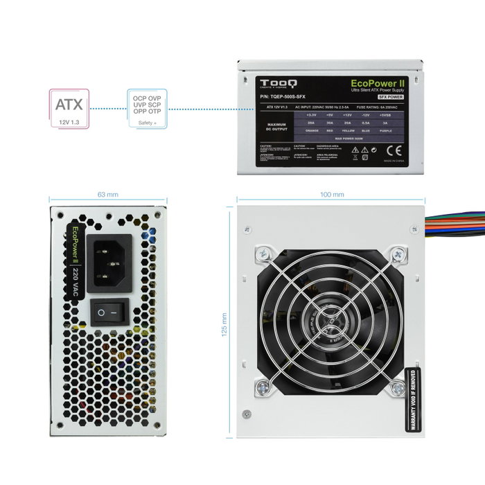 TOOQ Ecopower II 500W SFX Plata
